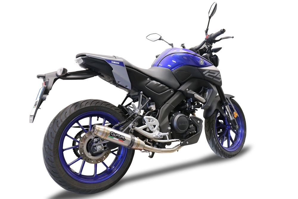 GPR exhaust compatible with  Yamaha Mt 125 2021-2024, Deeptone Inox, Homologated legal full system exhaust, including removable db killer and catalyst 