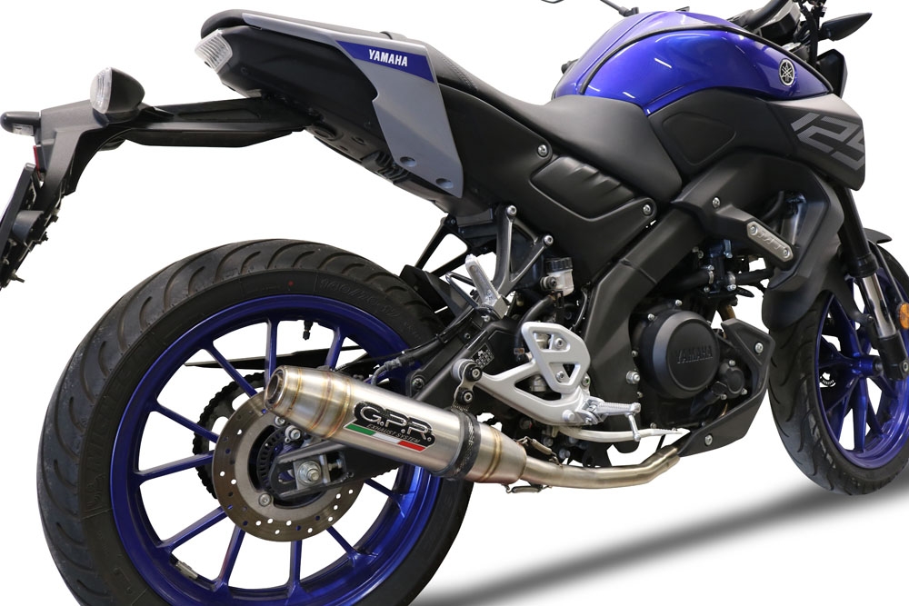 GPR exhaust compatible with  Yamaha Mt 125 2021-2024, Deeptone Inox, Homologated legal full system exhaust, including removable db killer and catalyst 