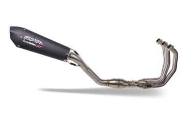 GPR exhaust compatible with  Triumph Daytona 660 2023-2025, Gpe Ann. Black titanium, Homologated legal full system exhaust, including removable db killer 