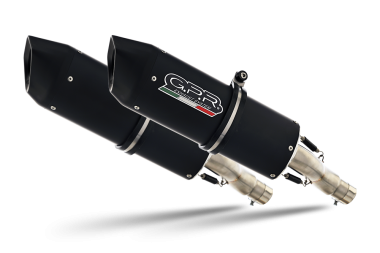 GPR exhaust compatible with  Yamaha Bt Bulldog 1100 2002-2007, Furore Nero, Dual Homologated legal slip-on exhaust including removable db killers and link pipes 