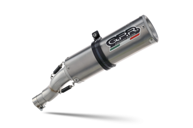 GPR exhaust compatible with  Moto Guzzi V85 TT 2019-2020, M3 Titanium Natural, Homologated legal slip-on exhaust including removable db killer and link pipe 