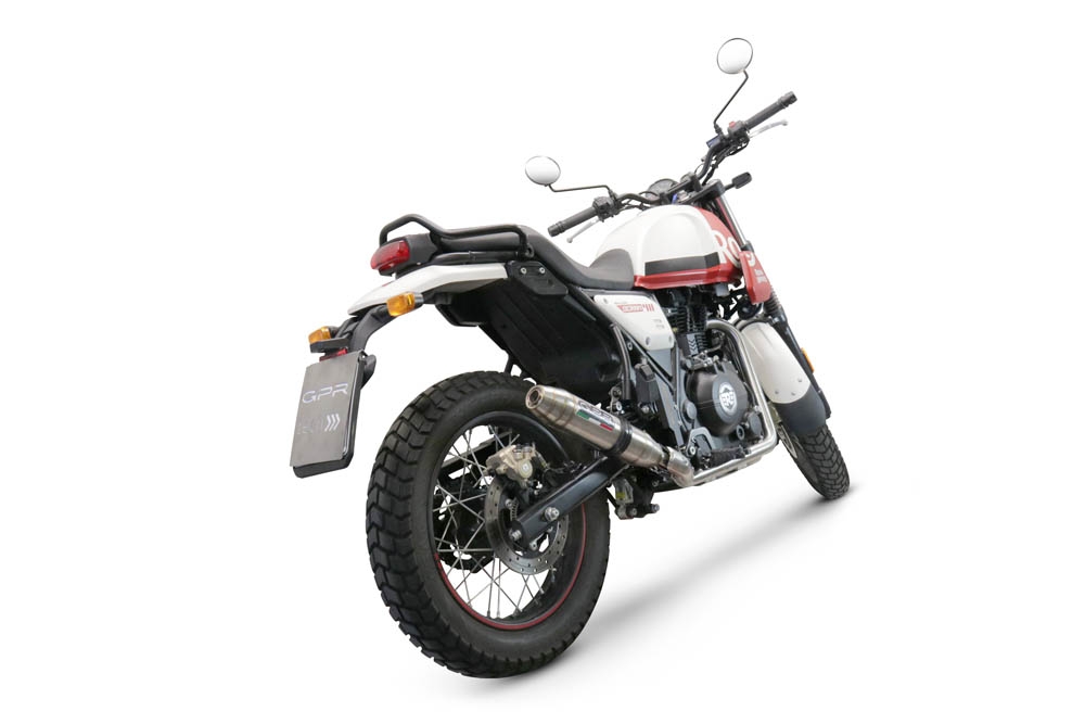 GPR exhaust compatible with  Royal Enfield Scram 411 2022-2024, Deeptone Inox, Racing slip-on exhaust including link pipe 