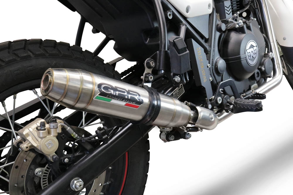 GPR exhaust compatible with  Royal Enfield Scram 411 2022-2024, Deeptone Inox, Racing slip-on exhaust including link pipe 