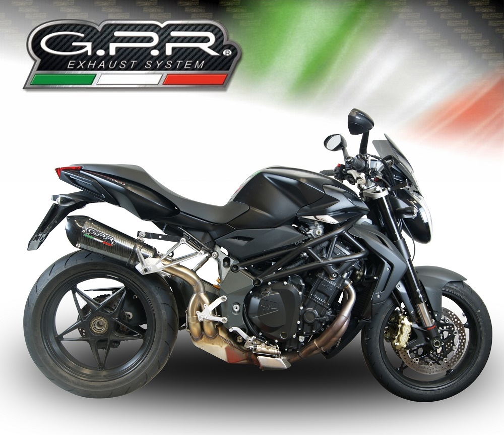 Scarico GPR compatibile con  Mv Agusta Brutale 990 R 2010-2011, Gpe Ann. Poppy, Scarico omologato, silenziatore con db killer estraibile e raccordo specifico