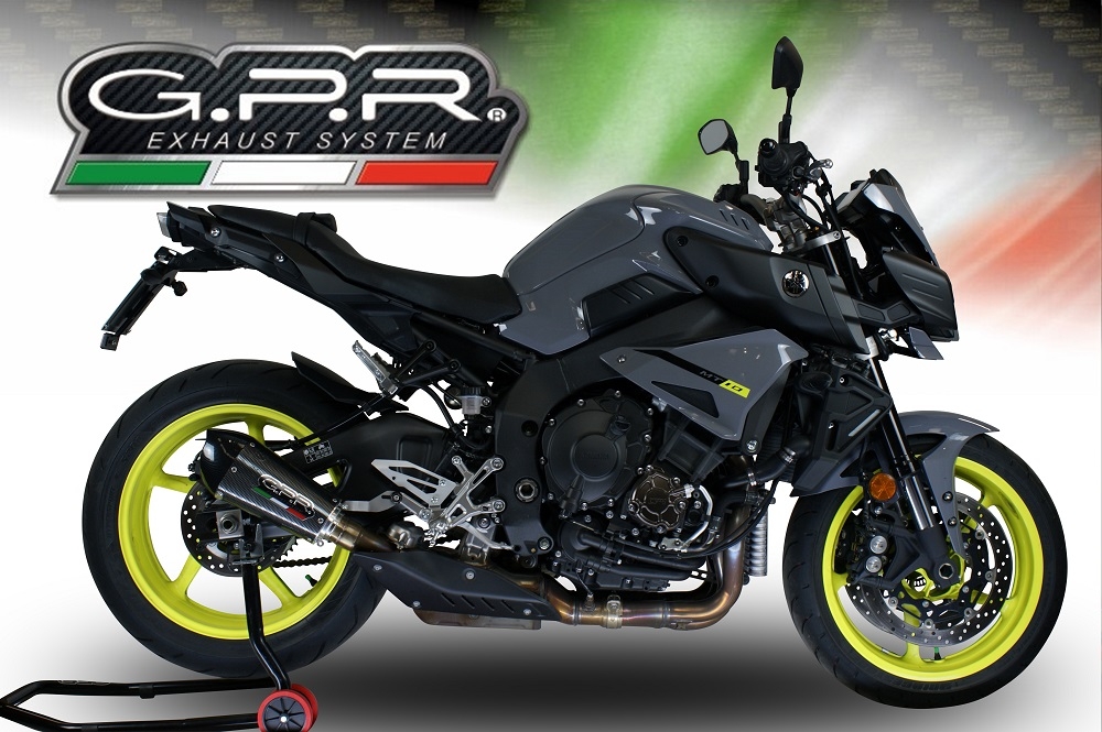 Scarico GPR compatibile con  Yamaha Mt-10 2016-2024, GP Evo4 Poppy, Scarico omologato, silenziatore con db killer estraibile e raccordo specifico