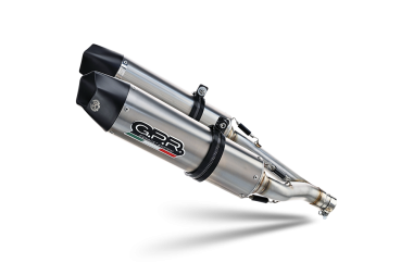 Scarico GPR compatibile con  Aprilia Shiver 900 2017-2020, Gpe Ann. titanium, Coppia di silenziatori di scarico racing, con raccordo, articolo senza omologazione