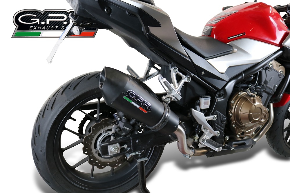 Scarico GPR compatibile con  Honda Cb 500 X 2016-2018, GP Evo4 Black Titanium, Scarico omologato, silenziatore con db killer estraibile e raccordo specifico