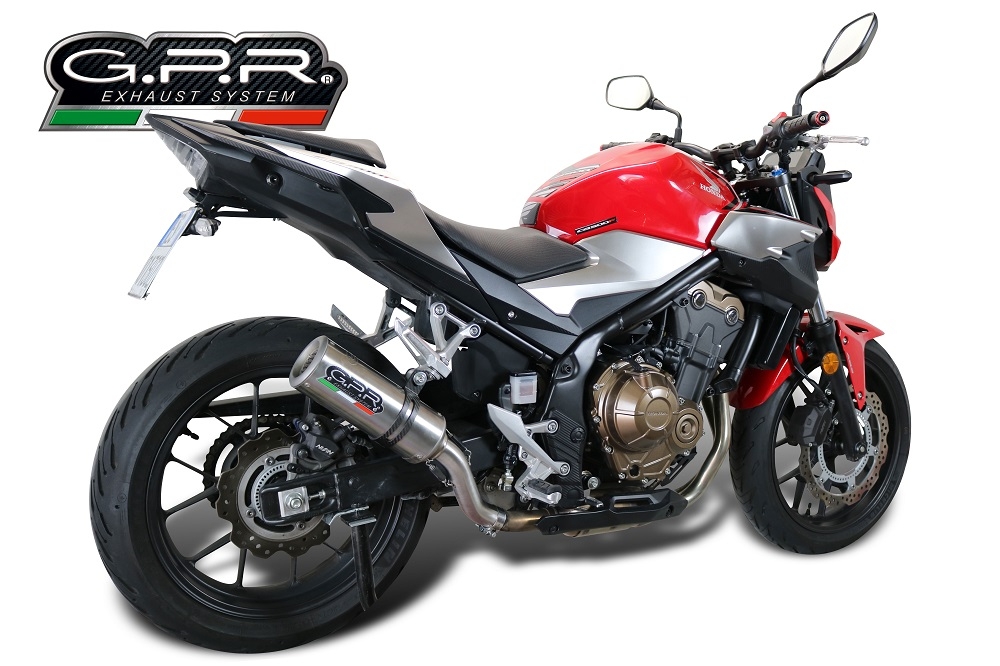 Scarico GPR compatibile con  Honda Cb 500 F 2021-2024, M3 Titanium Natural, Scarico omologato, silenziatore con db killer estraibile e raccordo specifico