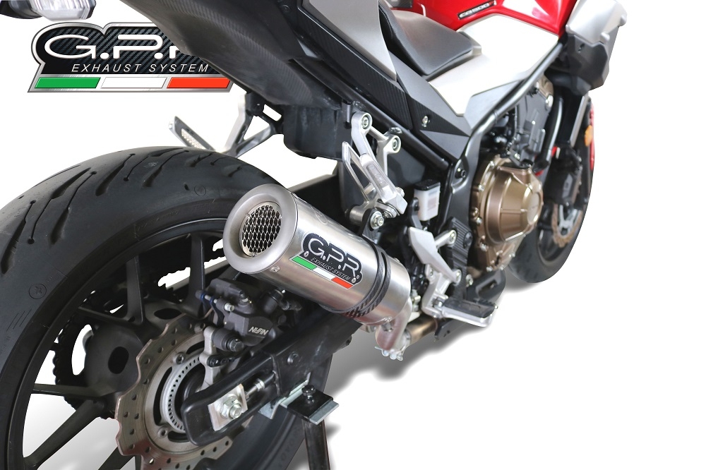 Scarico GPR compatibile con  Honda Cb 400 X 2019-2024, M3 Inox , Scarico omologato, silenziatore con db killer estraibile e raccordo specifico